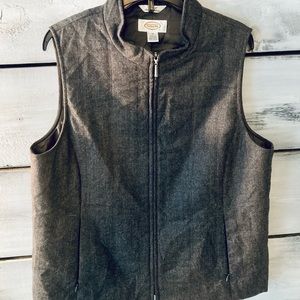 Talbots quilted wool zip front grey vest size 10 (M)